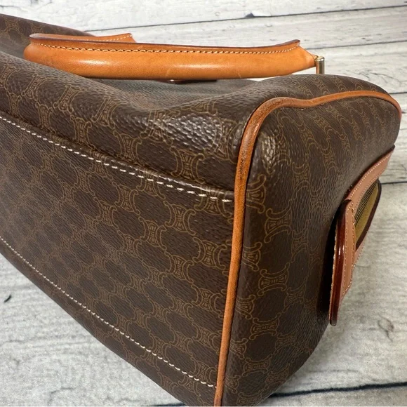 Celine Macadam Boston Brown Monogram Canvas Leather Handbag - Picture 13 of 16